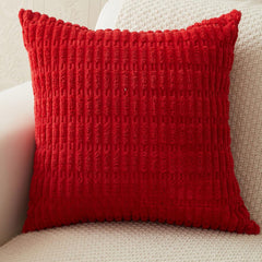 MOMISY Corduroy Cushion Throw Pillow Covers Pink 45 x 45cm, 18x18 inch (Red, 2)