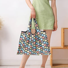 MOMISY Designer Pattern Reusable and Foldable Shopping Bag/Tote Hand bag/Travel Bag/Grocery Bag | Heavy Duty, Eco Friendly | Compact, Lightweight and Convenient (Multi Leaf)
