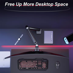 Fydeamer Monitor Arm, Gas Spring Monitor Stand for 17-35 Inch Screens up to 11 kg, Adjustable Monitor Mount with C-Clamp & Grommet Base (Single Arm Black)