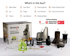 Kuvings B1700 Cold Press Whole Slow Juicer, Patented JMCS Technology for 10% More Juice, All-in-1 Fruit & Vegetable Juicer, 12 Yrs Warranty (Motor), 240W Strong Motor (Dark Silver)