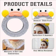 MOMISY Spa Headband for Women, Washable Facial Band, Elastic Hair Band, Makeup Wrap (Mouth-Grey, Free)