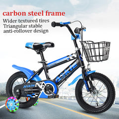 SYGA Bicycles for Kids 3-6 Years Children's Front Basket Bicycle Magnesium Alloy (Premium-Blue, 14 INCH)