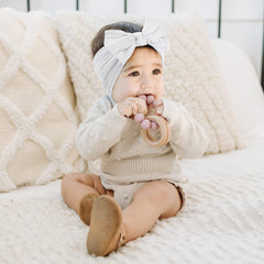 SYGA Baby Headbands Soft Nylon Bow Hairbands Strechable for Newborns, Infants, Toddlers and Kids 0-3 Years (Beige)