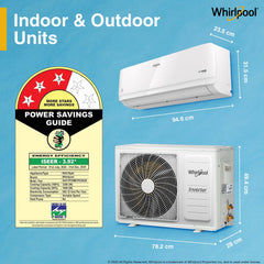Whirlpool 1.5 Ton 3 Star, Magicool Inverter Split AC (MAGICOOL 15T 3S INV CNV S5K2PP0, Copper, Convertible 4-in-1 Cooling Mode, HD Filter White)