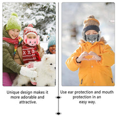 SYGA Kids Winter Animal 2-in-1 Mask Earmuffs Cartoon Balaclava Face/Mouth Covering Anti Dust Funny Mask for Girls and Boys Reusable Fashion Designer- Assorted Colour, Pack of 2