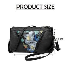 MOMISY Women Embroidery Crossbody Bag Small Shoulder Purse Soft Synthetic Leather Mobile cell phone bag For Ladies (Multi Flowers)