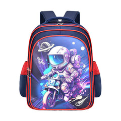 SYGA Kids School Bag, Motorcycle Astronaut Design, Lightweight Backpack for Elementary school students (Blue)