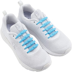 MOMISY Elastic Shoelaces Stretchy Silicone Elastic Special No Tie Shoe Laces for Children and Adults Lazy Tieless Suitable for All Shoes-Light Blue, 14Pcs