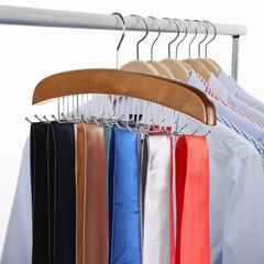 MOMISY Tie Belt Clothes Wooden Closet Hanger Tie Storage Racks Wood Belt Hanger Multipurpose Wardrobe Organizers for Men Women Belt Tie Scarf Messenger Bag Supplies (24 HooksRetro)