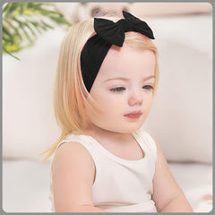 SYGA Baby Headband Velvet Bow Shape Stretchable Hairband Suitable for Newborn Infant Toddler Kids 0-3 Year (Black)
