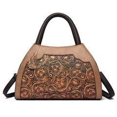 SYGA Women Vintage Embossed Tote Handbag – Elegant Pillow-Shaped Shoulder Bag with Zipper Closure