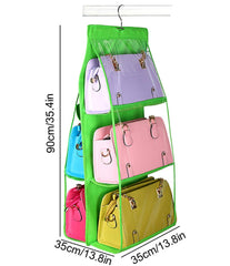 Syga Hanging Handbag Organizer Dust-Proof Storage Holder Bag Wardrobe Closet for Purse Clutch with 6 Larger Pockets(Green)