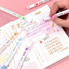 SYGA Set of 8 Roller Printing Pen Curve Highlighter Flower Contour Pen Double Line Wave Quick-Drying Box