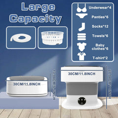 Glorial Star Foldable Mini Portable Washing Machine for Clothes, Baby Laundry & Travel | Compact Electric Washer with Spin Basket & Drain Function (Big Machine)