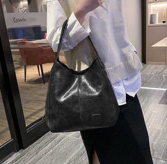 SYGA Women's Leather Shoulder Tote Bag, Large Capacity, Multi-Compartment(Black)