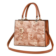 SYGA Elegant Floral Embossed Handbag for Women Tote with Gold Accents