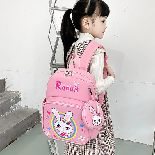 SYGA Children's Nylon Cute Cartoon Backpack with Coin Purse, Suitable for 3-6 Years Old(Bunny - Light Pink)