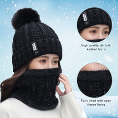 SYGA Winter Beanie Hat for Women with Pom Pom and Fleece Lining, Outdoor Sports Hats, Above 15 Year Beige