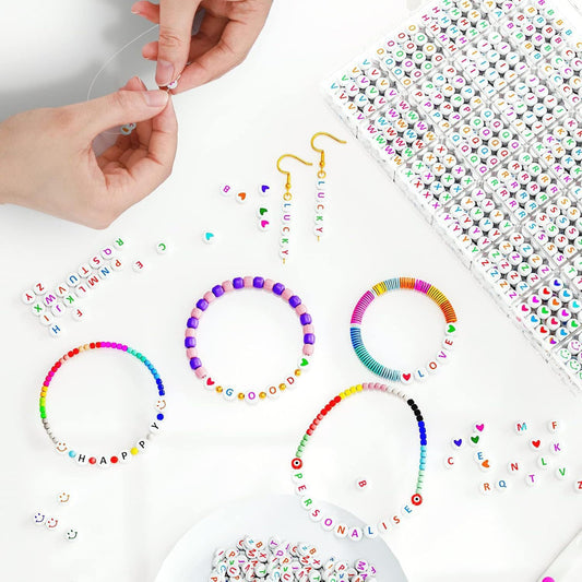 SYGA Beads for Kids Crafts Children's Jewelry Making Kit DIY Bracelets Necklace Hairband and Rings Craft Kits Birthday for 4, 5, 6, 7-Year-Old Little Girls-Multicolor (DIYBeadsSet-34)
