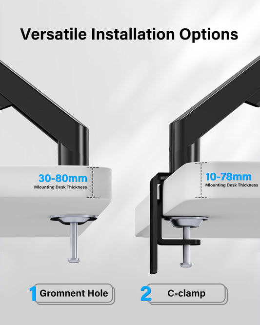 HEYMIX LIFE Single Monitor Arm, Ergonomic Monitor Stand VESA Mount, Computer Screen Arm Gas Spring, VESA Arm, Monitor Mount & 2 Grommet Mounting Base For 13-32'' 2-9 Kgs Sceens