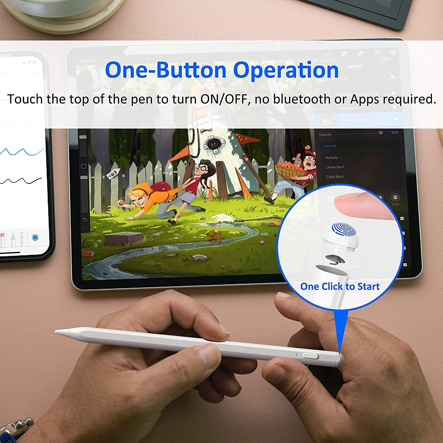 SYGA Stylus Pen for iPad with Palm Rejection,Tilt Sensor, Compatible with (2018-2020) iPad Pro (11/12.9 Inch), iPad Air 3rd/4th Gen, iPad 6/7/8th Gen for Precise Writing/Drawing