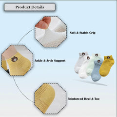 MOMISY 5 Pairs Baby Girl Boys Tube Socks Toddlers Infant Solid Color Boat Spring and Autumn Socks Stretch Baby Socks (Thin Bear, 1 year to 3 year)