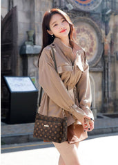 MOMISY Sling Bag with Long Strap for Women Shoulder Zipper Closure Purse Young Ladies (Brown Flower)