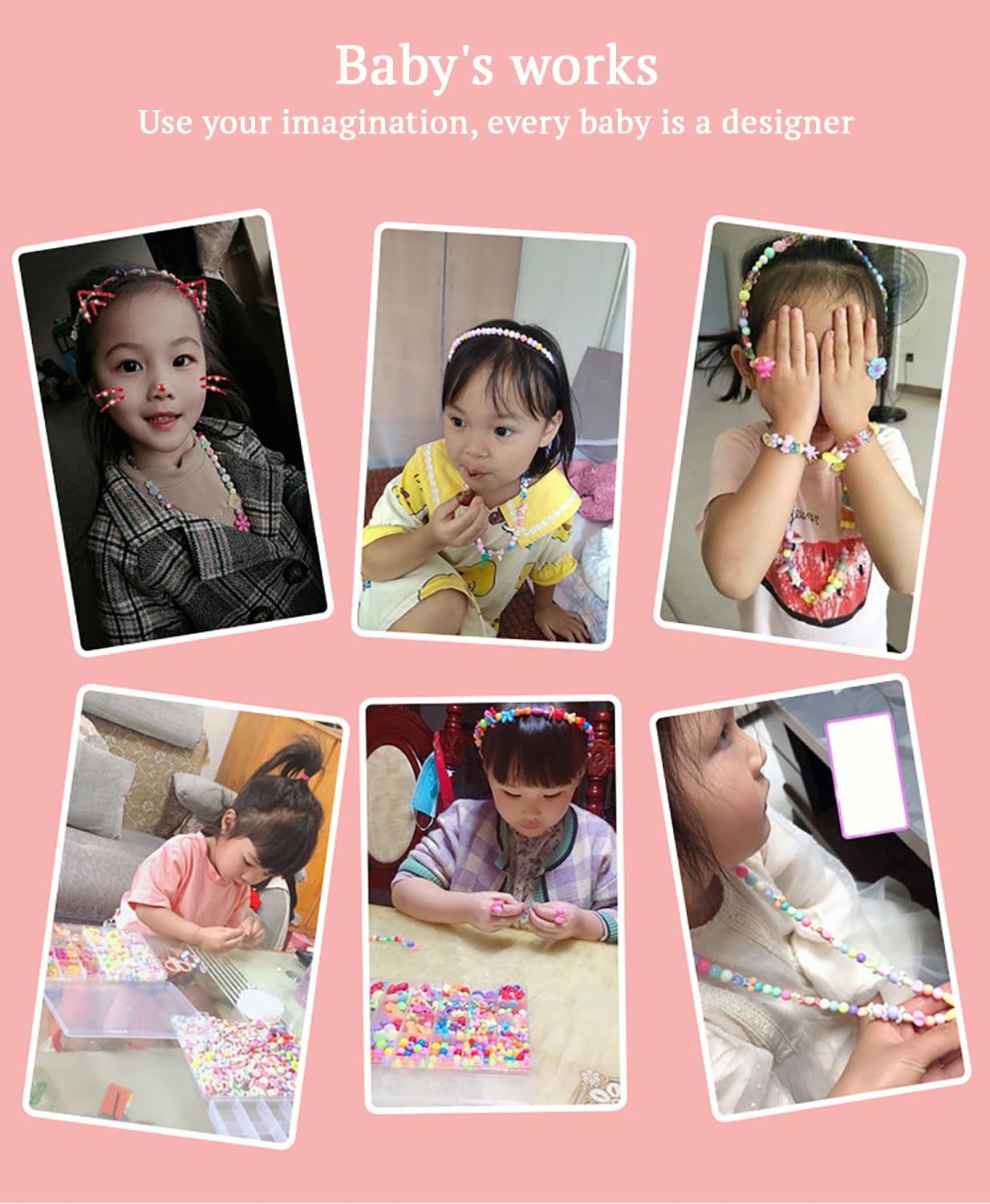 SYGA Beads for Kids Crafts Children's Jewelry Making Kit DIY Bracelets Necklace Hairband and Rings Craft Kits Birthday for 4, 5, 6, 7-Year-Old Little Girls-Multicolor (DIYBeadsSet-19)
