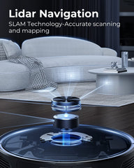 Laresar L6 Pro Robotic Vacuum Cleaner&Mop Combo-Auto Dirt Disposal,App Control,Works With Alexa,Lidar Navigation Smart Mapping,3000Pa Suction For Pet Hair,Floor,Carpet (1 Year Warranty)-Black,6 Hours