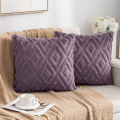 MOMISY Corduroy Cushion Throw Pillow Covers, Diamond, 45 x 45 cm, 18 x 18 inch (2, Purple2)