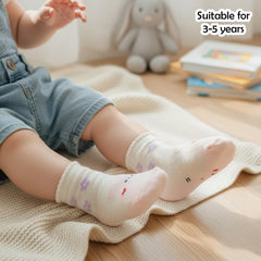 MOMISY 5 Pairs Baby Kids Girl Boys Tube Socks Toddlers Comfortable Ankel Length gifts (IN, Age, 3 Years, 5 Years, Flower Rabbit)
