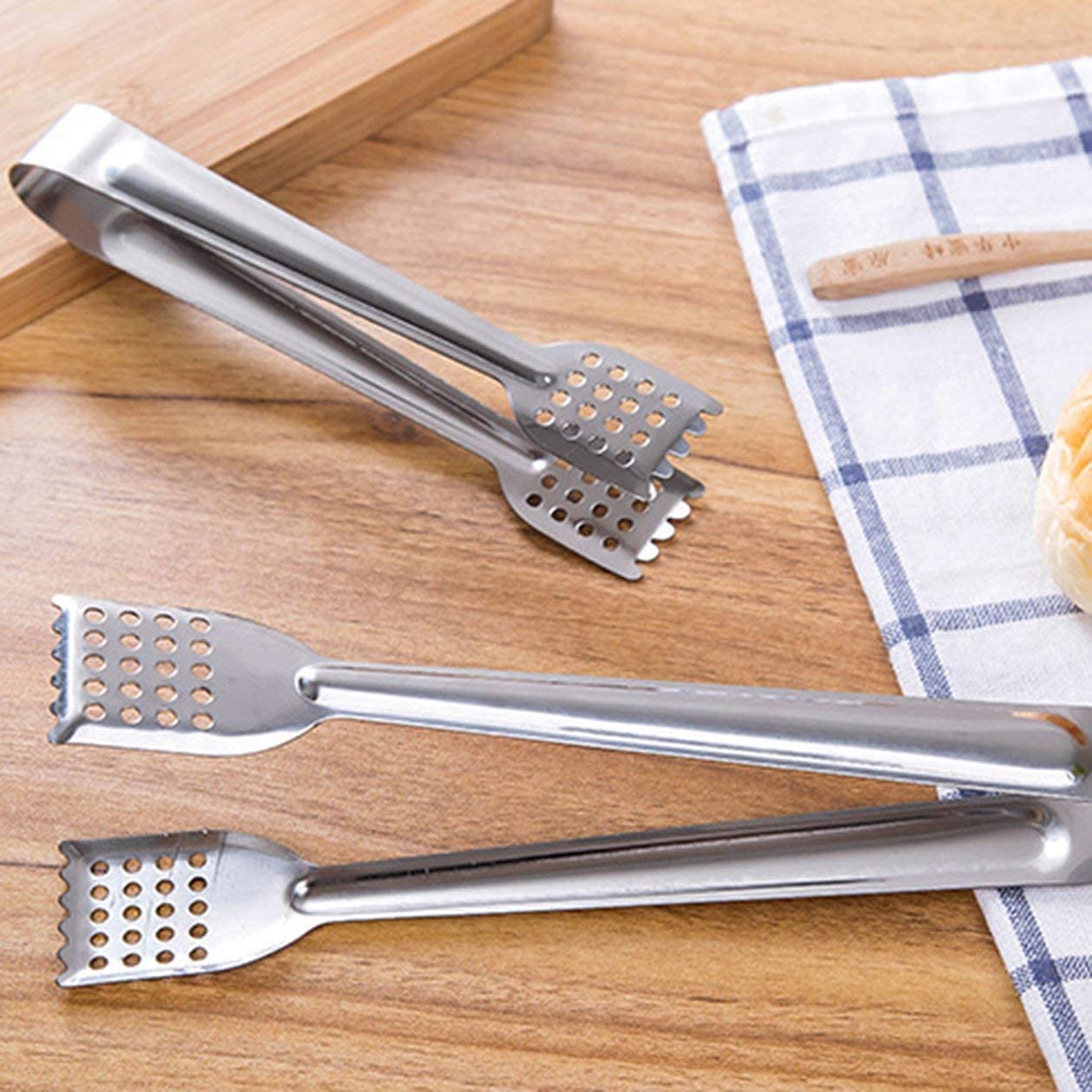 SYGA 1 Piece Stainless Steel Perforated Food Clip Bread Clip Barbecue Steak Food Clip