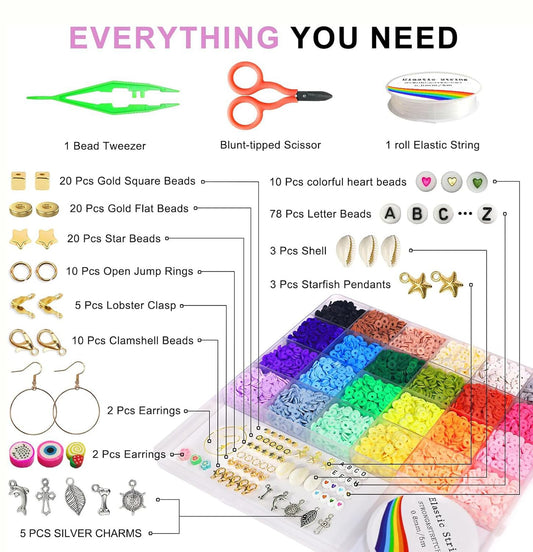 SYGA Beads for Kids Crafts Children's Jewelry Making Kit DIY Bracelets Necklace Hairband and Rings Craft Kits Birthday for 4, 5, 6, 7-Year-Old Little Girls-Multicolor (DIYBeadsSet-35)