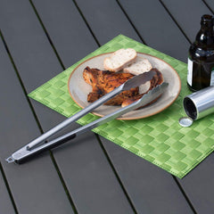 SYGA Kitchen Barbecue Serving Tongs, Stainless Steel Food Tongs, Non-Slip Heat Resistant Handle Cooking Tongs for Cooking Grilling, Salad, Turning and BBQ- Set of 3-23cm,30cm and 35cm, Silver & Black