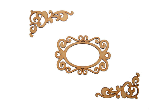 SYGA Floral Design Two Side Border with Frame Scrapbook Decorative Wood Craft Items