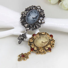 SYGA Brooch Pin Fashion Crystal Rhinestone Jewellery Pin Vintage Clothing Accessories Decoration Retro Beauty Head Crystal Silver Brooches For Women- S249