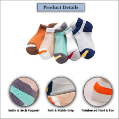 MOMISY 5 Pairs Tube Socks for children Toddlers Infant Baby Girl Boys (3Color, 6 Year to 8 Year)