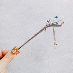 SYGA 1 Piece Ancient Style Pearl Metal Hair Stick Crystal Rhinestones Hair Stick(16 CM) For Women Girls