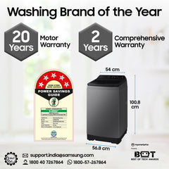 Samsung 9 kg, 5 star, Eco Bubble Technology, Wi-Fi, Soft Closing Door, Fully-Automatic Top Load Washing Machine (WA90BG4542BDTL, Versailles Gray)