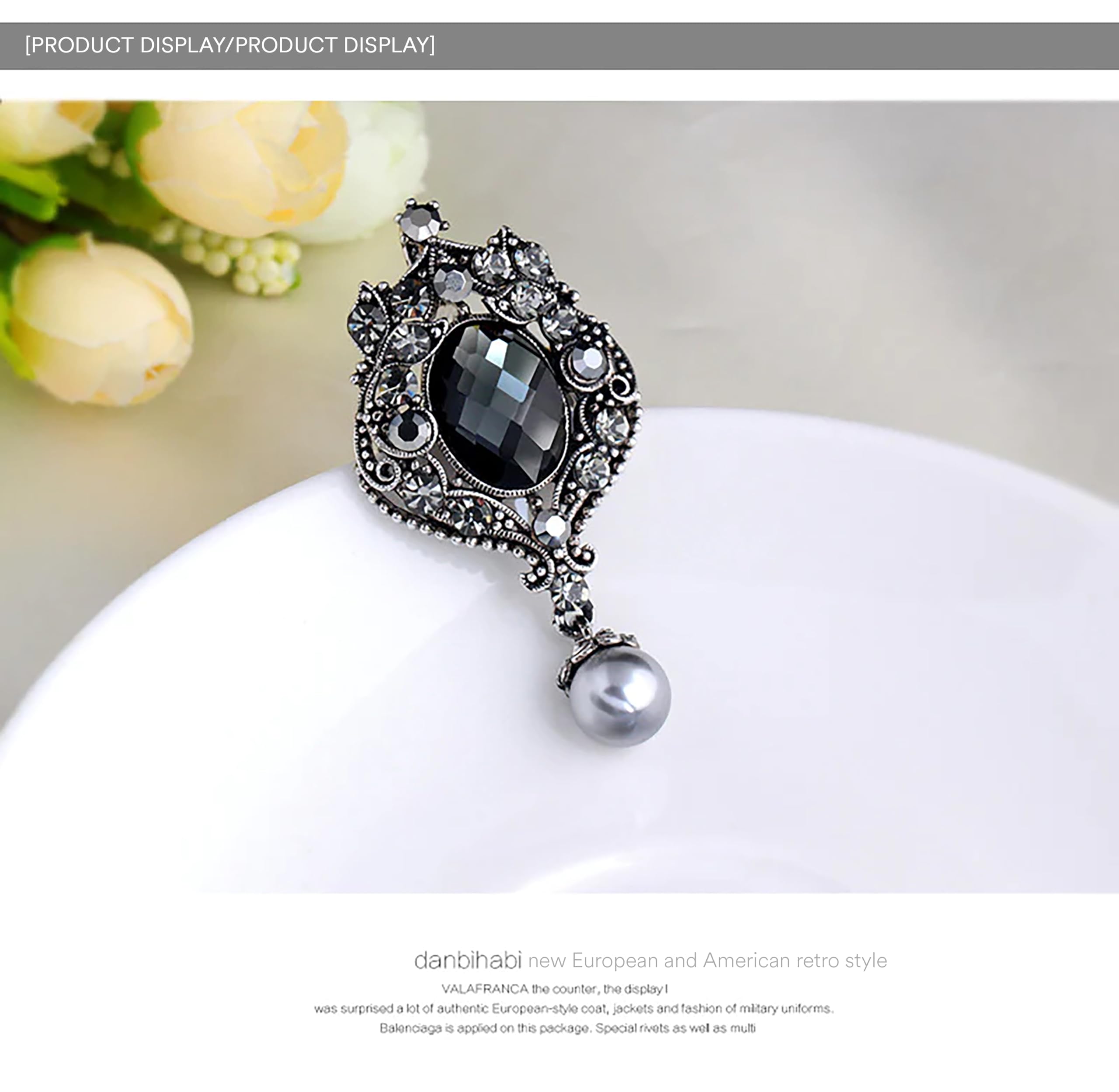 SYGA Brooch Pin Fashion Crystal Gray Rhinestone Jewellery Pin Vintage Clothing Accessories Decoration Versatile design Brooches For Women- S66