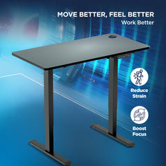 The Sleep Company - Electric Height Adjustable Desk | Ergonomic Work from Home Table | 4 Memory Presets | 2 Years Warranty | 1600 x 700 Thick Top | Free Installation | Black & Black