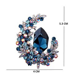 SYGA Brooch Pin Fashion Crystal Rhinestone Jewellery Pin Vintage Clothing Accessories Decoration Moon Design Blue Diamond Brooches For Women- S220