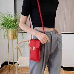 MOMISY Women Cellphone Sling Bag Mobile Card Holder Wallet Purse Clutch Handbag Crossbody Shoulder Bag for Girls (Red)