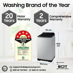 Samsung 8 kg, 5 star, Eco Bubble Tech, Digital Inverter Motor, Soft Closing Door, Fully-Automatic Top Load Washing Machine (WA80BG4441BGTL, Light Gray)