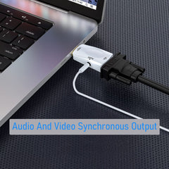 SYGA 1080P HDMI Male to VGA Female Converter Box Adapter with 3.5mm Audio Port for PC HDTV - Black