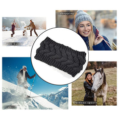 Momisy Knitted Winter Twist Woolen Warm Headband Cold Weather Hair Accessories Head Wrap Winter Designer Headbands for Women & Men- Black