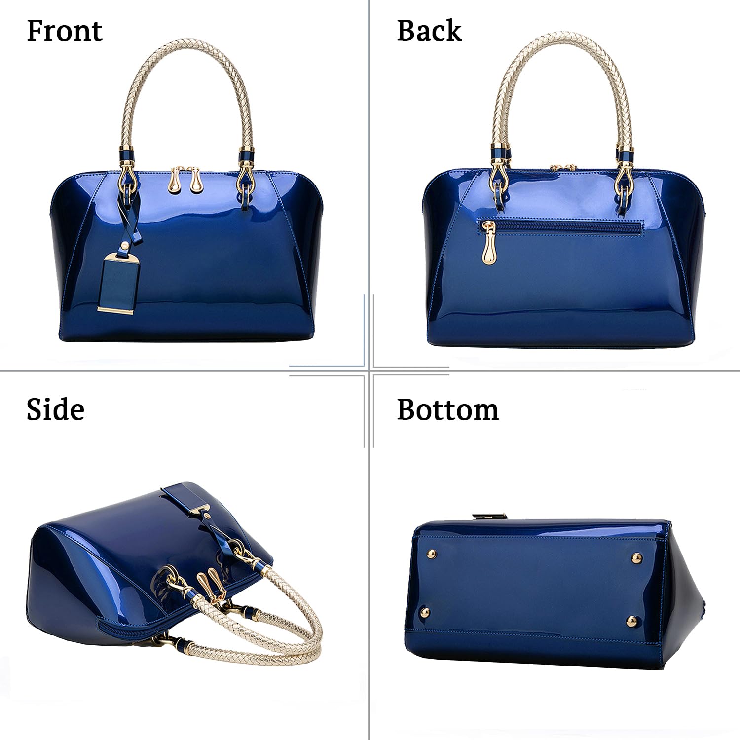 SYGA Gloosy versatile patent leather women's bags, texture and personality, portable Handbag, crossbody bag(ROYAL BLUE)