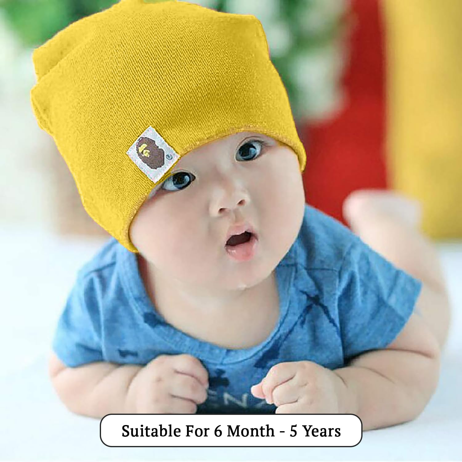 SYGA Unisex Cotton Cap Knitted Baby Cap Piece PlainCap_Black_S 6M - 5YEARS