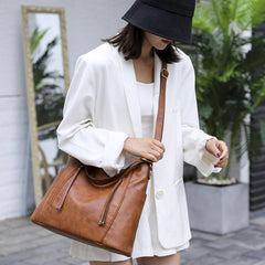 SYGA Women's Shoulder Leather Crossbody Tote Bag with Multiple Internal Pockets in Pretty Color (GRAY)