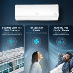 Voltas 183V Vectra CAW 1.5 ton 3 star inverter Split AC|4-IN-1 Adjustable mode|Energy Efficient|High ambient Cooling-cools even at 52Â°C|Anti dust filter with Anti-microbial coating|Copper Coil| White